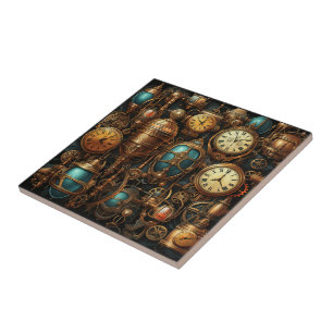 Steampunk Clocks Ceramic Tile