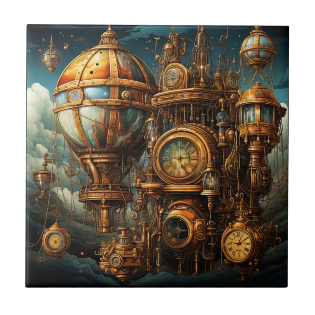 Steampunk Clocks Ceramic Tile (Front)