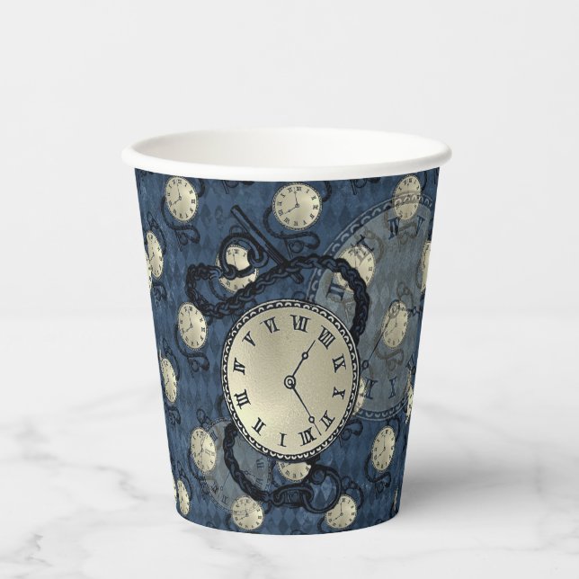 Steampunk clocks gothic paper cups (Front)