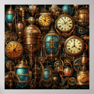 Steampunk Clocks Poster