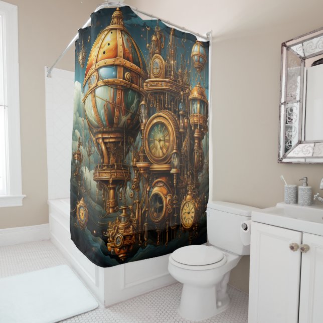 Steampunk Clocks Shower Curtain (In Situ)