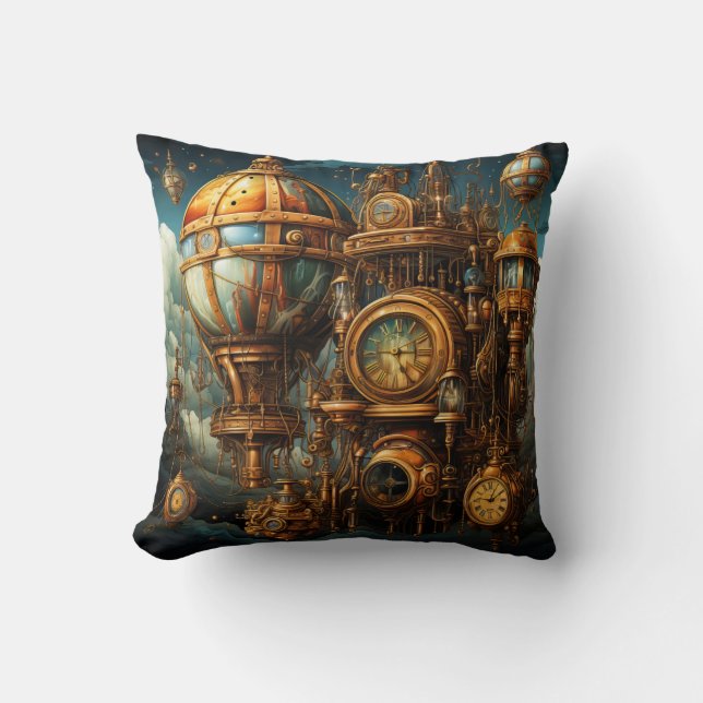 Steampunk Clocks Throw Pillow (Front)