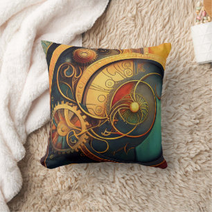 Steampunk Clockwork Abstract Design Cushion