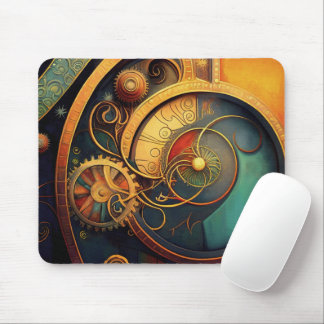 Steampunk Clockwork Abstract Design Mouse Pad