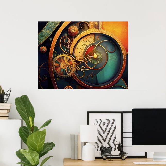 Steampunk Clockwork Abstract Design Poster (Home Office)