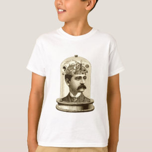 Steampunk clockwork brain head in jar T-Shirt