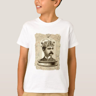 Steampunk clockwork brain head in jar T-Shirt