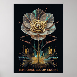 Steampunk Clockwork Flower: Temporal Bloom Engine  Poster