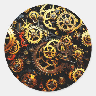 Steampunk Clockwork Gears 1004 Classic Round Sticker