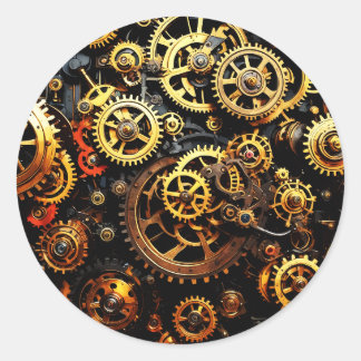 Steampunk Clockwork Gears 1004 Classic Round Sticker