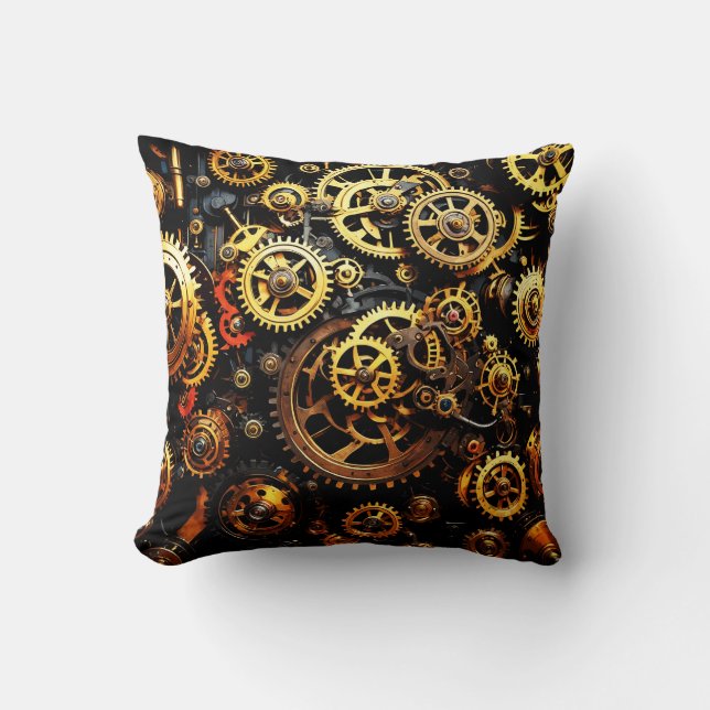 Steampunk Clockwork Gears 1004 Cushion (Front)