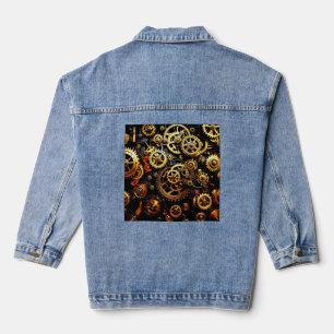 Steampunk Clockwork Gears 1004 Denim Jacket