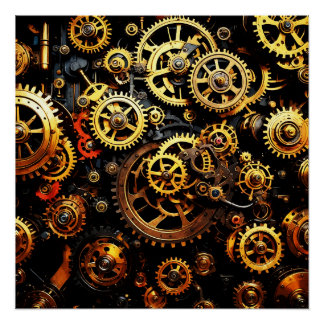 Steampunk Clockwork Gears 1004 Poster
