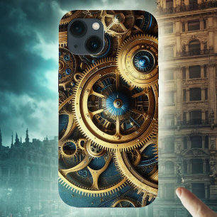 Steampunk Clockwork Gold and Teal iPhone 13 Case
