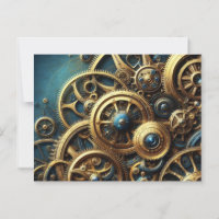 Steampunk Clockwork Gold and Teal