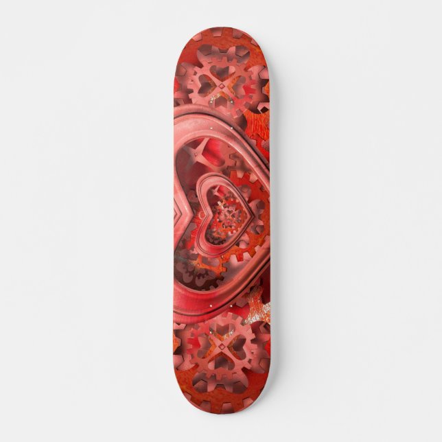 steampunk clockwork heart skateboard (Front)
