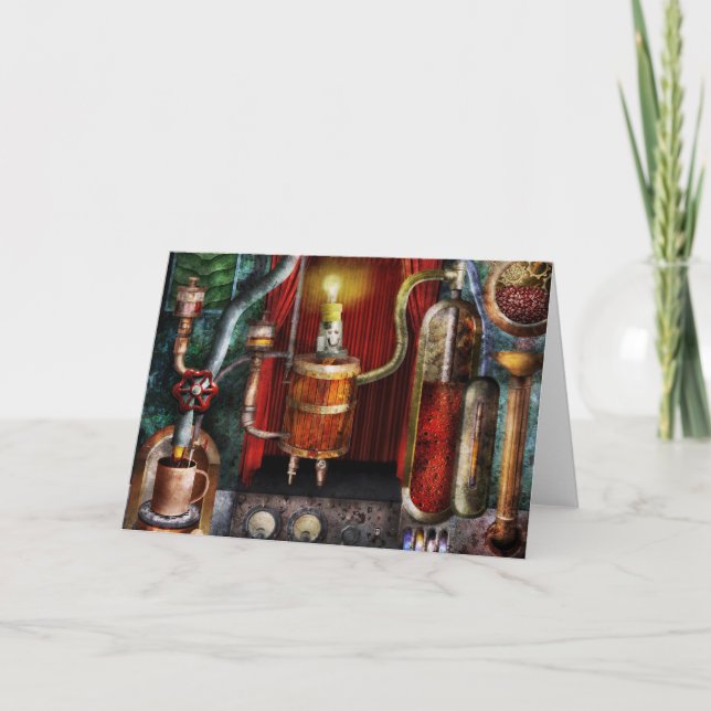 Steampunk - Coffee Break Holiday Card (Front)