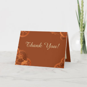 Steampunk Cogs Gears Wedding Folded Thank You Card