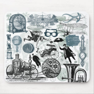 Steampunk Collage Colourized Mouse Pad