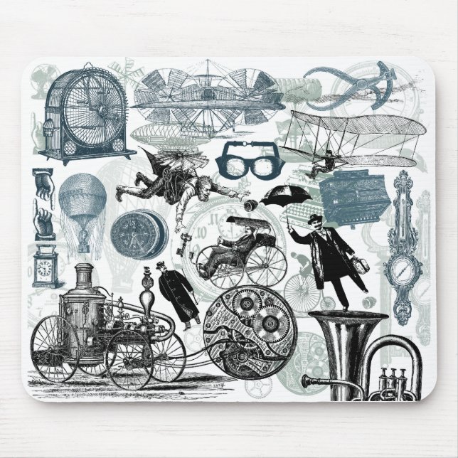 Steampunk Collage Colourized Mouse Pad (Front)