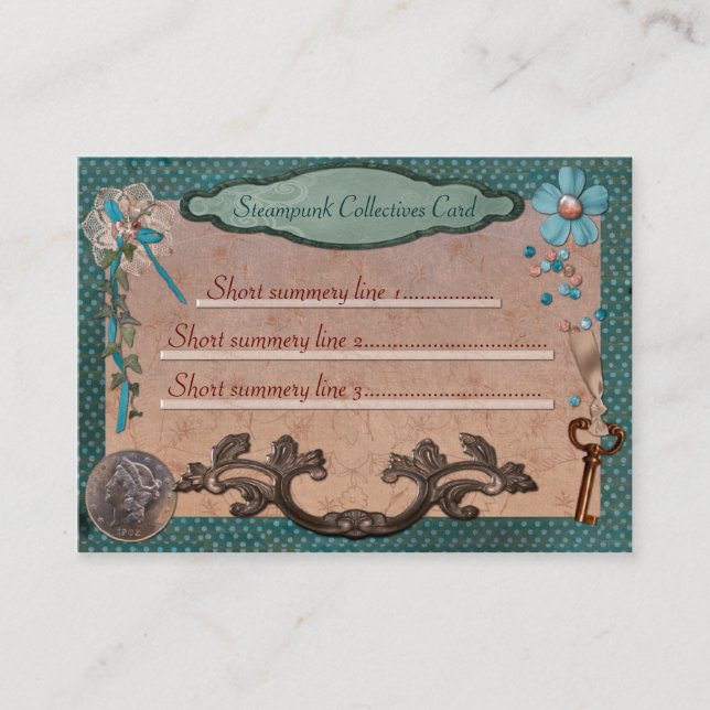 Steampunk Collectives for Web or Local Business Business Card (Front)