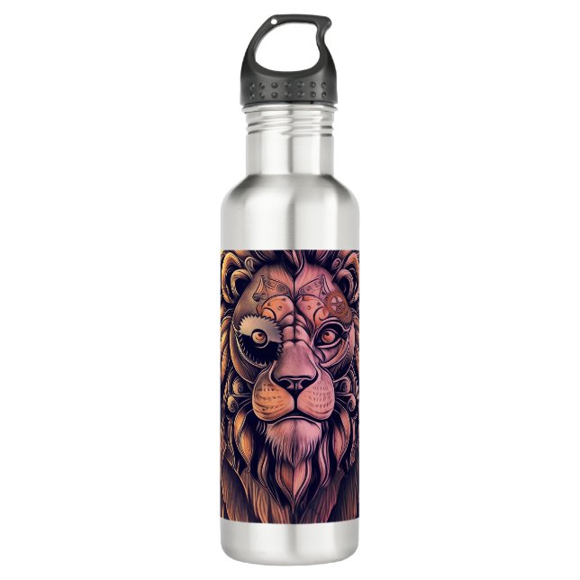 Steampunk Colour Gradient Rustic Lion 710 Ml Water Bottle (Front)