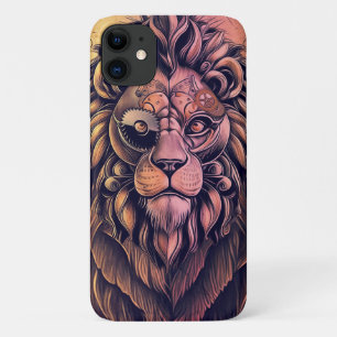Steampunk Colour Gradient Rustic Lion iPhone 11 Case