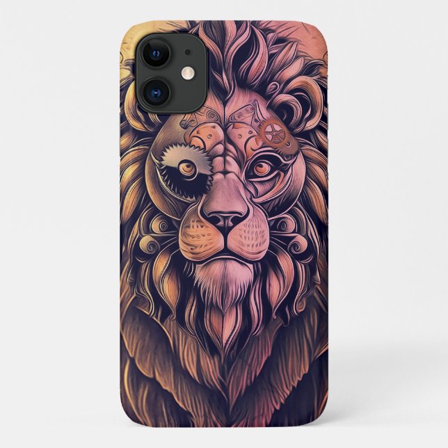 Steampunk Colour Gradient Rustic Lion Case-Mate iPhone Case (Back)