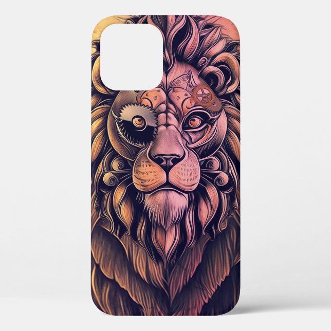 Steampunk Colour Gradient Rustic Lion Case-Mate iPhone Case (Back)
