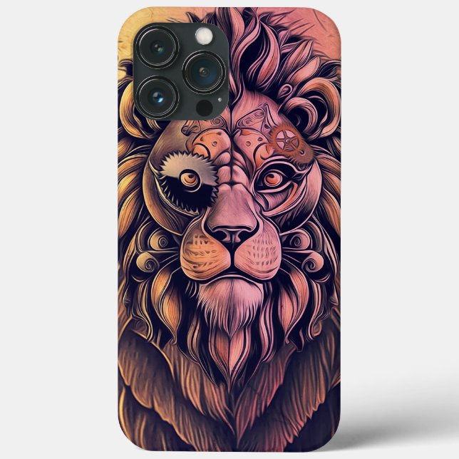Steampunk Colour Gradient Rustic Lion Case-Mate iPhone Case (Back)