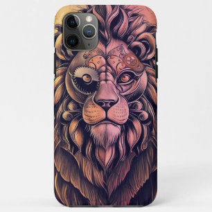 Steampunk Colour Gradient Rustic Lion iPhone 11 Pro Max Case