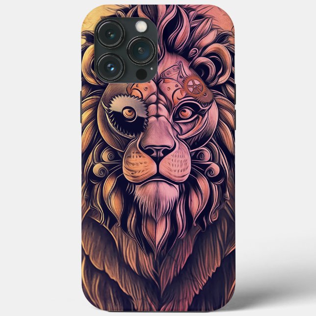Steampunk Colour Gradient Rustic Lion Case-Mate iPhone Case (Back)