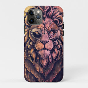 Steampunk Colour Gradient Rustic Lion iPhone 11 Pro Case