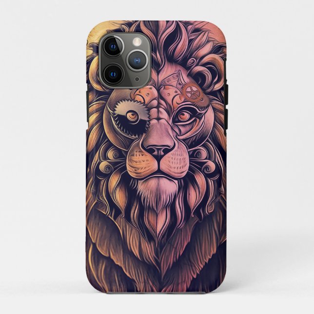 Steampunk Colour Gradient Rustic Lion Case-Mate iPhone Case (Back)