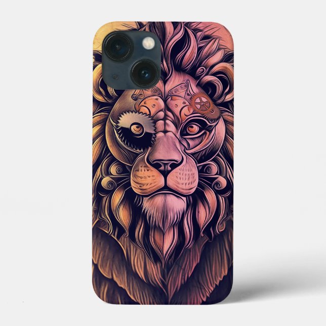 Steampunk Colour Gradient Rustic Lion Case-Mate iPhone Case (Back)