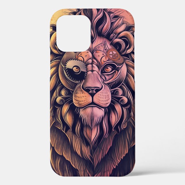 Steampunk Colour Gradient Rustic Lion Case-Mate iPhone Case (Back)