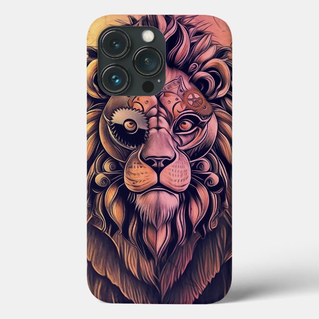 Steampunk Colour Gradient Rustic Lion Case-Mate iPhone Case (Back)