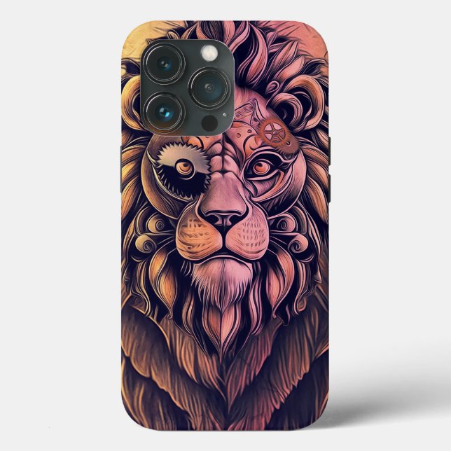 Steampunk Colour Gradient Rustic Lion Case-Mate iPhone Case (Back)