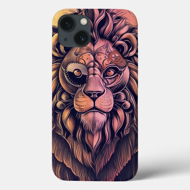 Steampunk Colour Gradient Rustic Lion Case-Mate iPhone Case (Back)