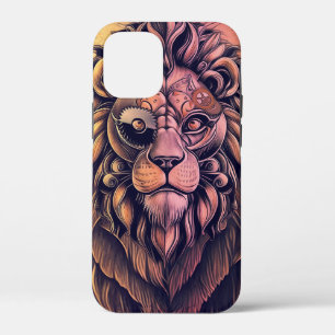 Steampunk Colour Gradient Rustic Lion iPhone 12 Mini Case