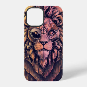 Steampunk Colour Gradient Rustic Lion iPhone 12 Pro Case