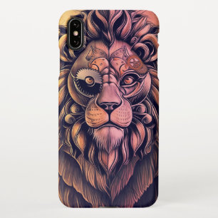 Steampunk Colour Gradient Rustic Lion iPhone Case