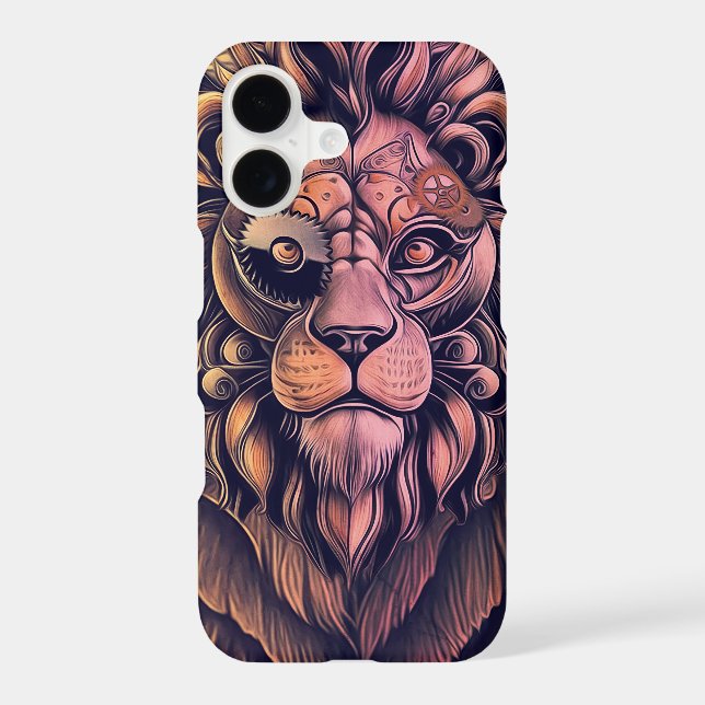 Steampunk Colour Gradient Rustic Lion iPhone Case (Back)