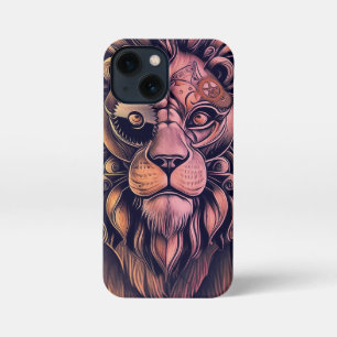 Steampunk Colour Gradient Rustic Lion iPhone 13 Mini Case