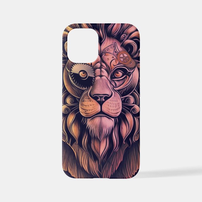 Steampunk Colour Gradient Rustic Lion iPhone Case (Back)