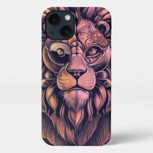 Steampunk Colour Gradient Rustic Lion iPhone 13 Case
