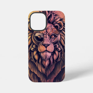 Steampunk Colour Gradient Rustic Lion iPhone 12 Mini Case