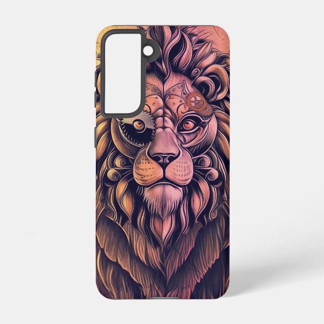 Steampunk Colour Gradient Rustic Lion Samsung Galaxy S21 Case (Back)