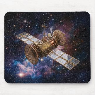 Steampunk Communications Satellite Starfilled Mouse Pad