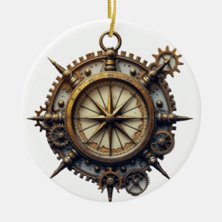 Steampunk Compass Ceramic Ornament